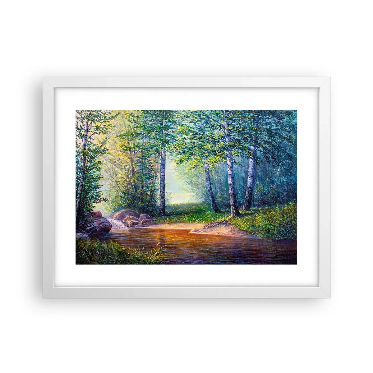 Affisch i vit ram - Idyllisk vy - 40x30 cm