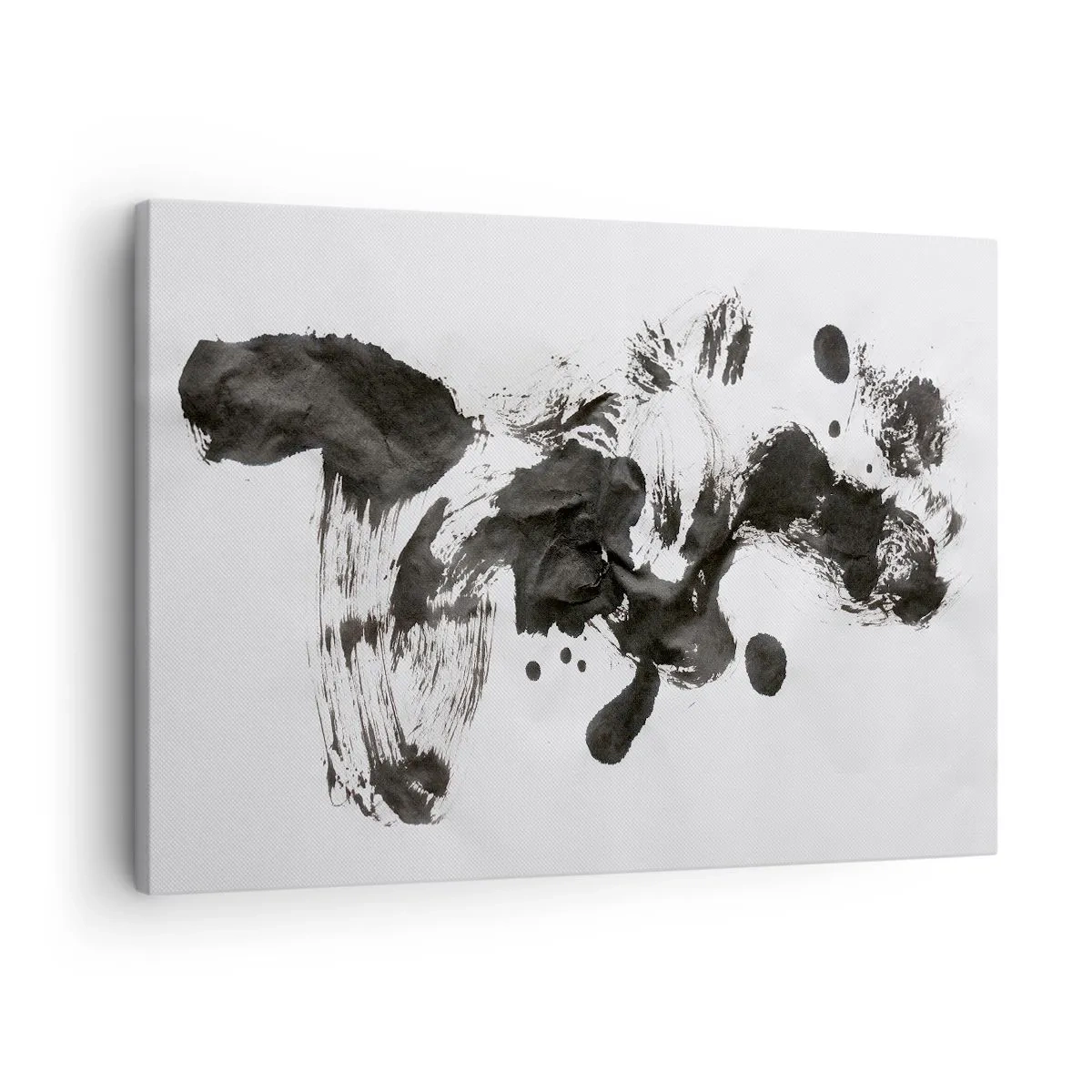 Canvastavla - Bild på duk - Abstrakt komposition av svarta fläckar på en vit bakgrund - 70x50cm - En metod i galenskap? - Modern väggdekoration för vardagsrum och sovrum ARTTOR