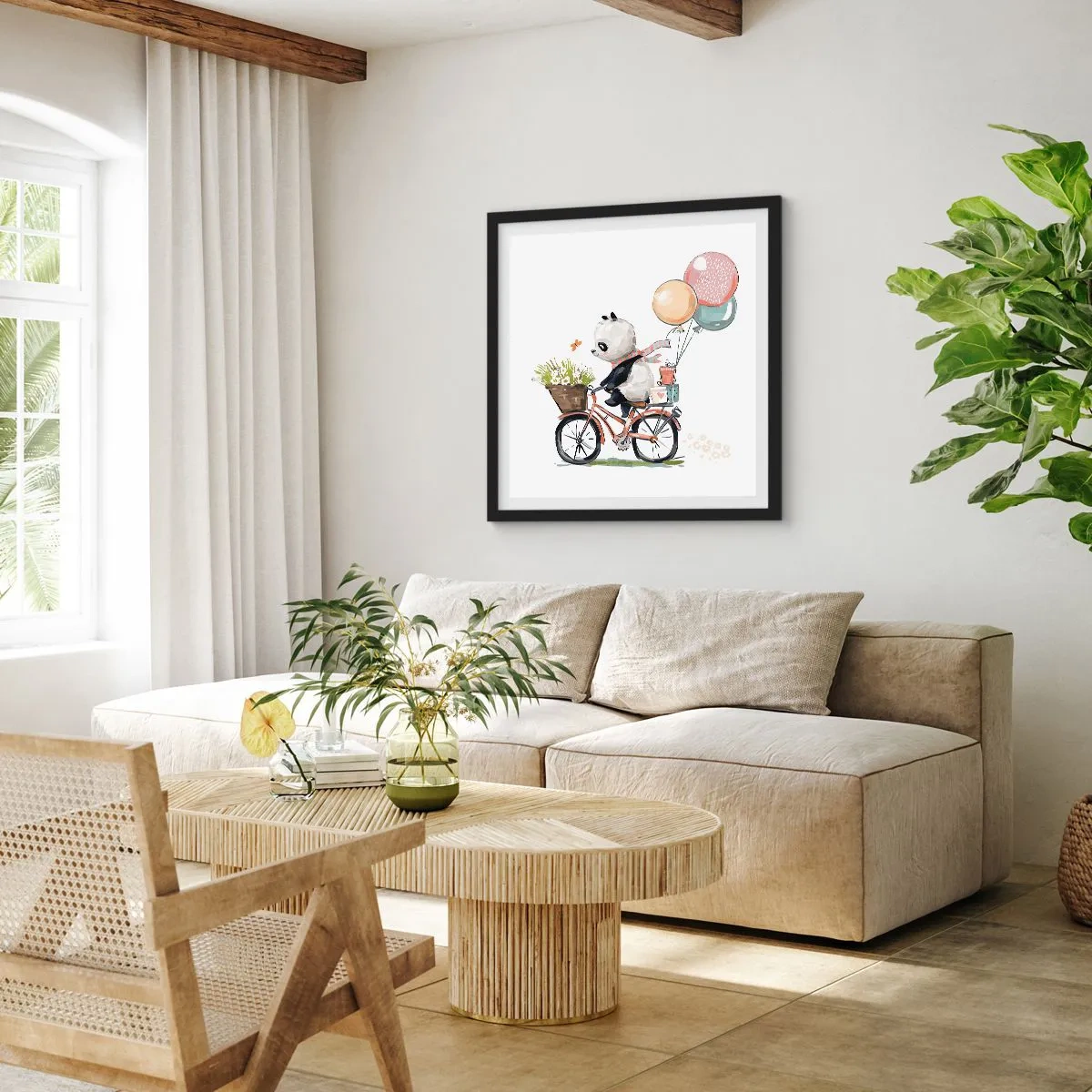 Affisch i svart ram - Lycklig dag - 40x40 cm