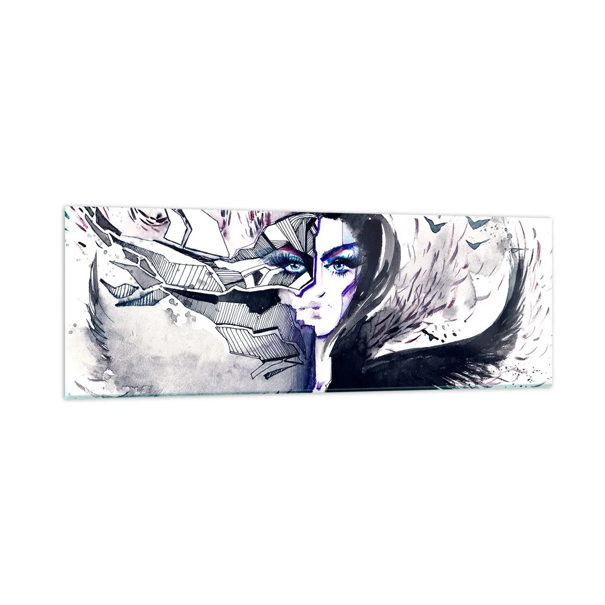Glastavla - Bild på glas - Demonisk och vacker - 90x30 cm