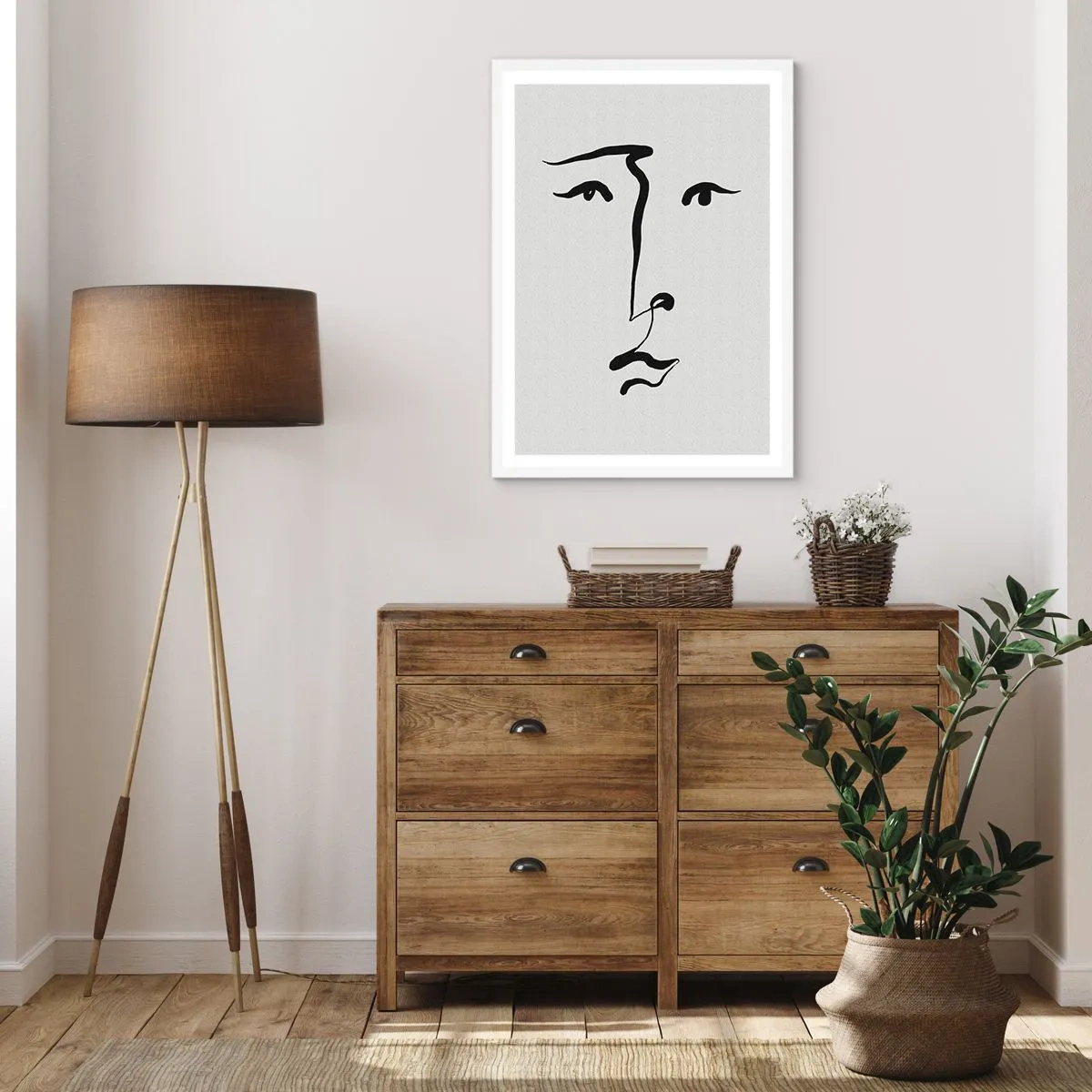 Affisch i vit ram - Porträtt med ett streck - 70x100 cm