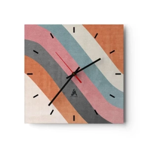 Väggklocka - Klocka på glas - Diagonal komposition - rörelse - 30x30 cm