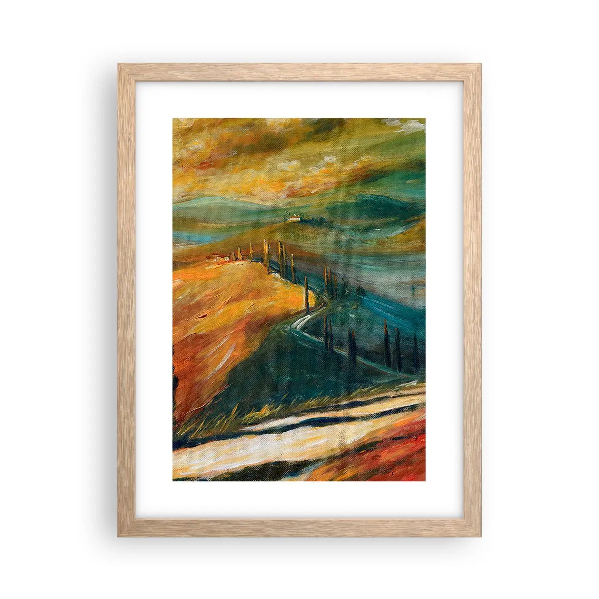 Affisch i ram av ljusek - Toskanskt landskap - 30x40 cm
