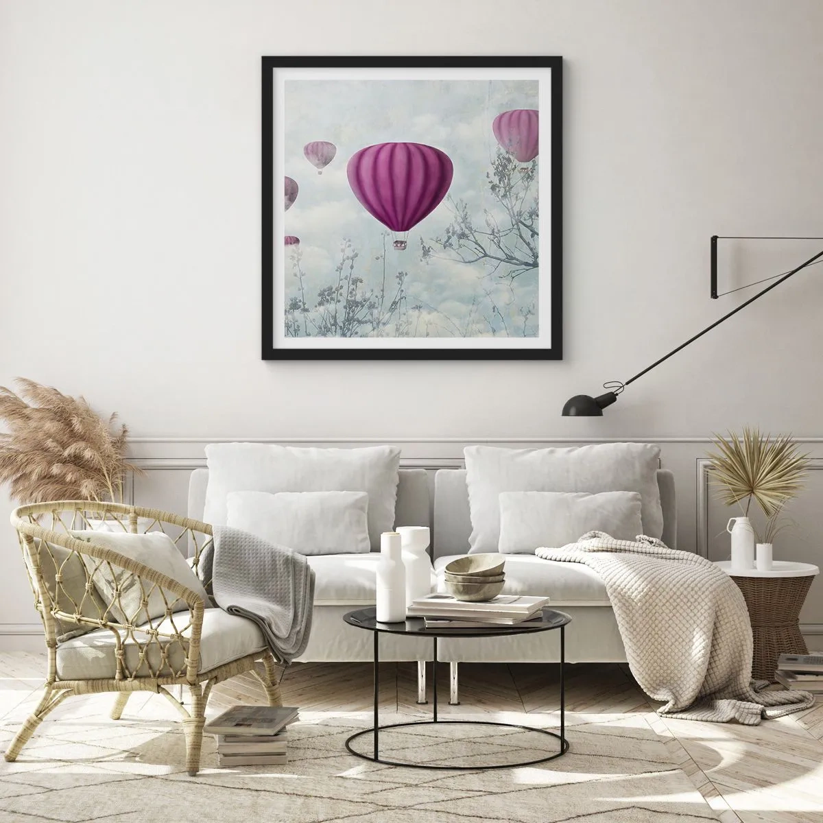 Affisch i svart ram - Som båtar på himlen - 50x50 cm