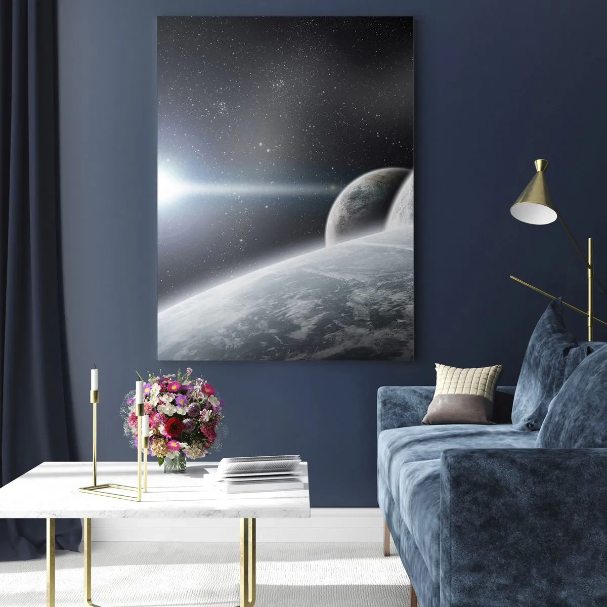 Glastavla - Bild på glas - Sfärers rymdmusik - 50x70 cm
