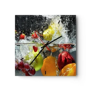 Väggklocka - Klocka på glas - Uppfriskande frukt - 30x30 cm