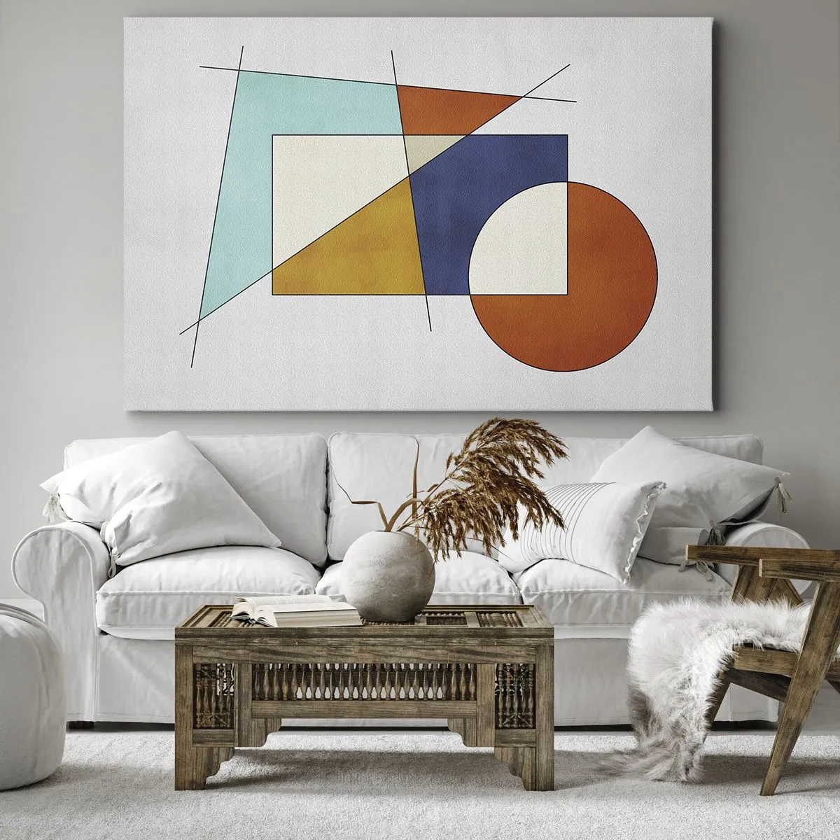 Canvastavla - Bild på duk - En modernistisk komposition av geometriska former och färger - 70x50cm - Abstraktion: modernistiskt nöje - Modern väggdekoration för vardagsrum och sovrum ARTTOR