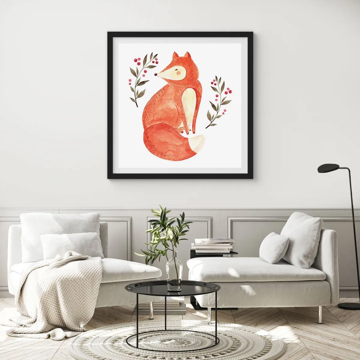 Affisch i svart ram - Liten rödhårig - 40x40 cm
