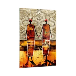 Glastavla - Bild på glas - Etnisk komposition i Afrikas färger - 80x120 cm