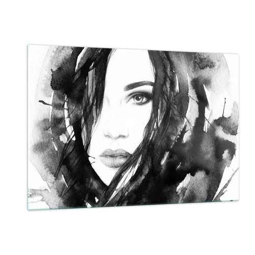 Glastavla - Bild på glas - En damportätt i svart och vit - 120x80 cm