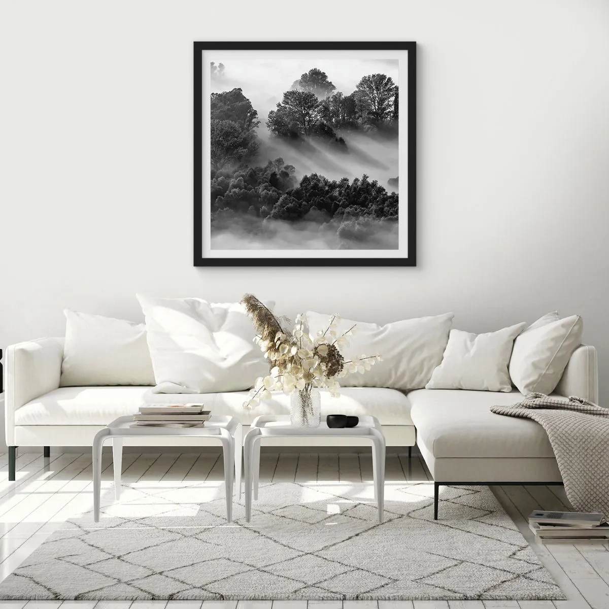 Affisch i svart ram - Stiger ur sömnen - 60x60 cm