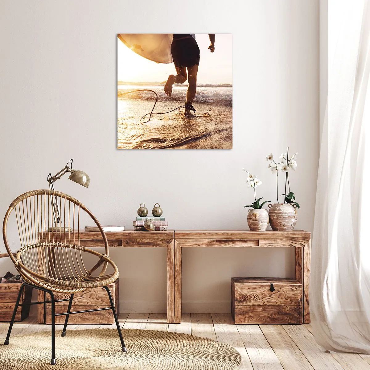 Canvastavla - Bild på duk - Möta vågorna - 70x70 cm