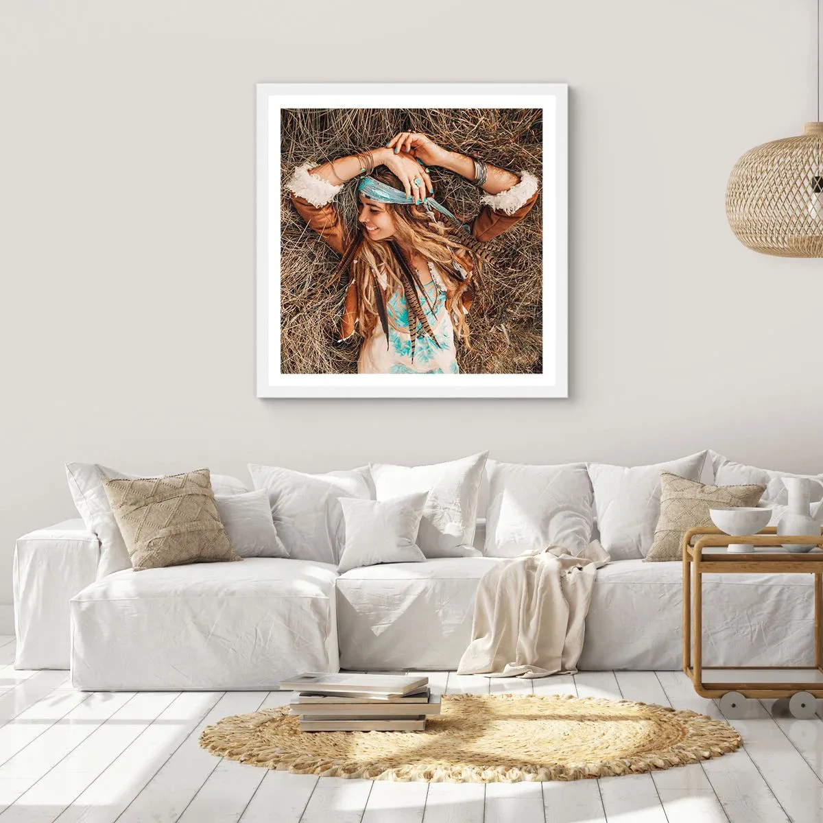 Affisch i vit ram - På väg till kärlekens sommar - 40x40 cm