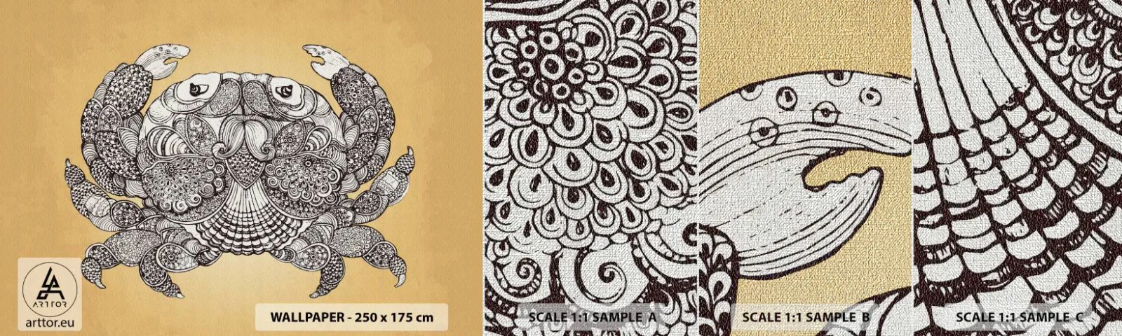 Provbit av fototapet Premium Canvas - Herr Krabba berättar - Krabba, Djur, Teckning - 100x30 cm