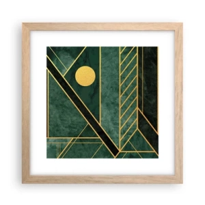 Affisch i ram av ljusek - Dynamik av guld och azurblå - 30x30 cm