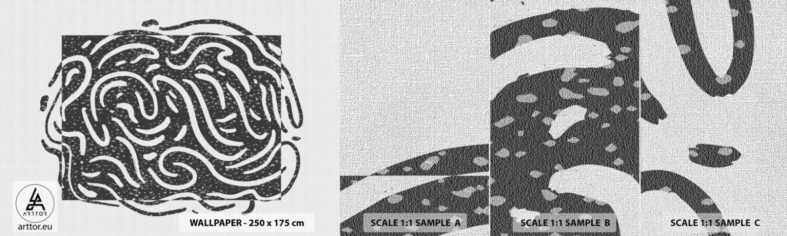 Provbit av fototapet Premium Canvas - Abstraktion: en dans av glädje - Boho, Svartvitt, Minimalism - 100x30 cm