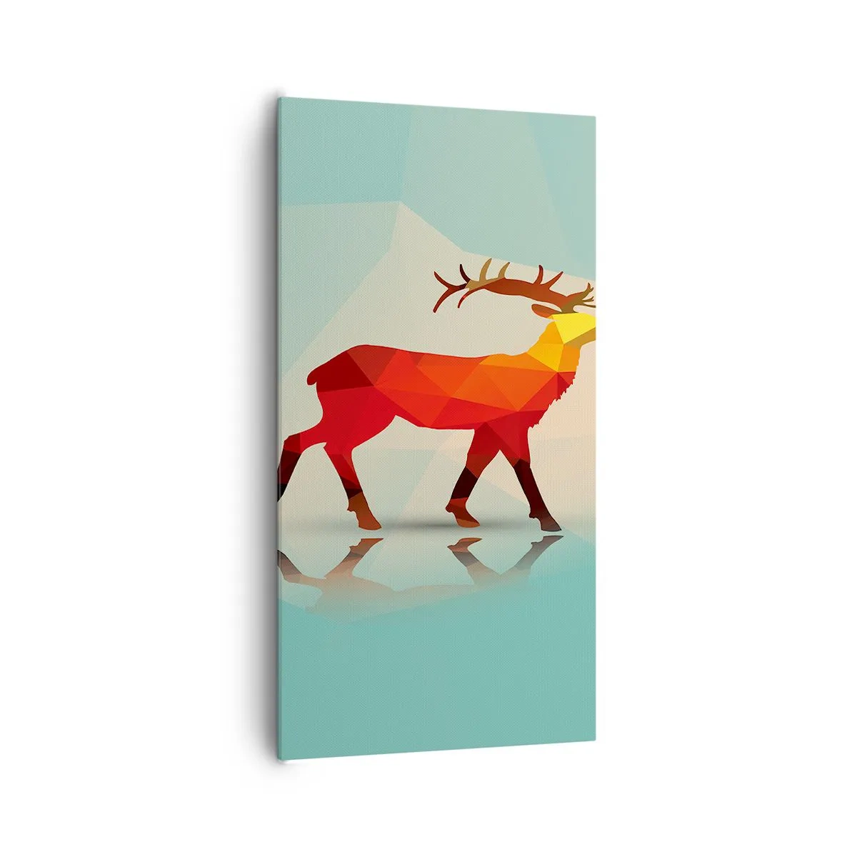 Canvastavla - Bild på duk - Geometrisk hjort - 65x120 cm