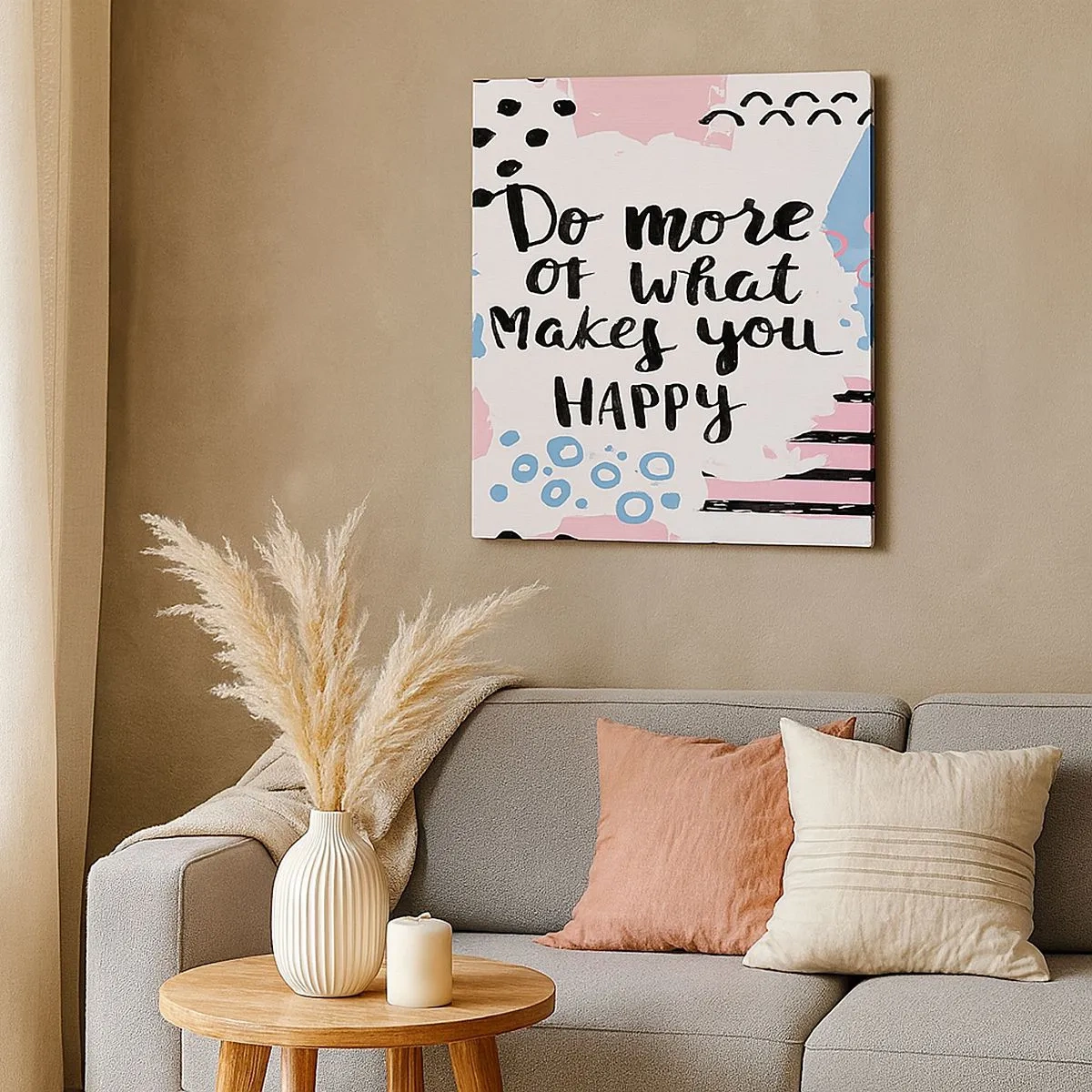 Canvastavla - Bild på duk - Hur man blir lycklig - 30x30 cm