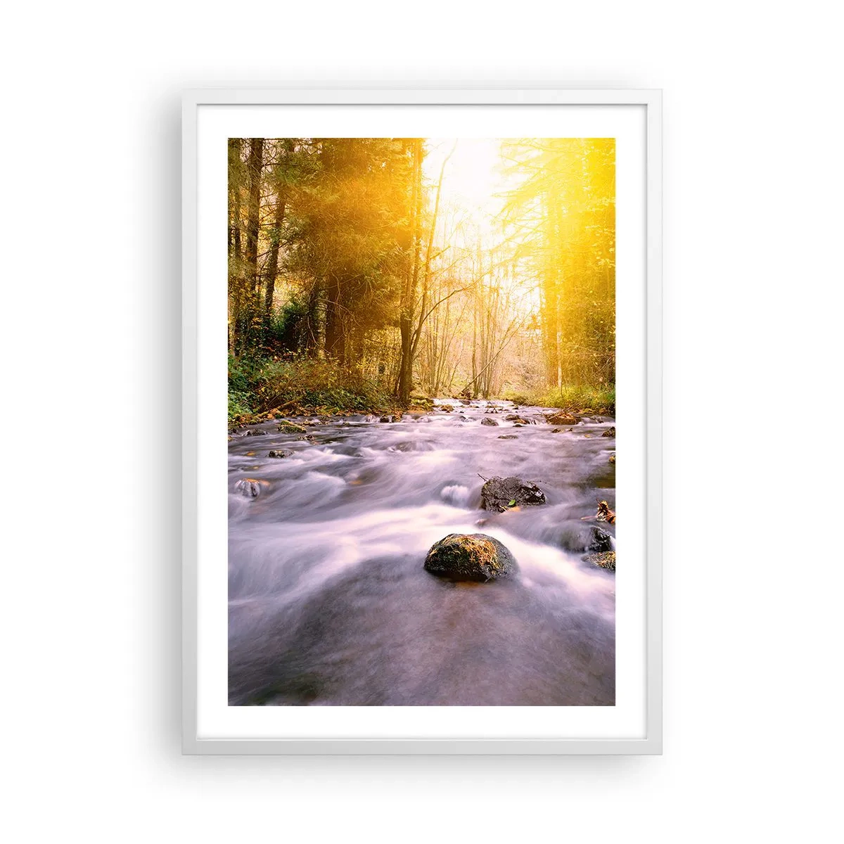 Affisch i vit ram - Malakit i silver-guld infattning - 50x70 cm