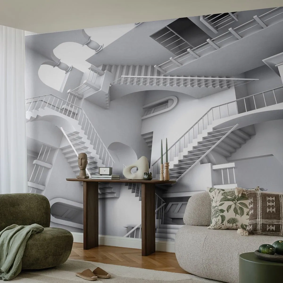 Självhäftande Fototapet Deluxe Sticker - Rummets paradoxer - Abstraktion, 3D, Arkitektur - 250x175 cm