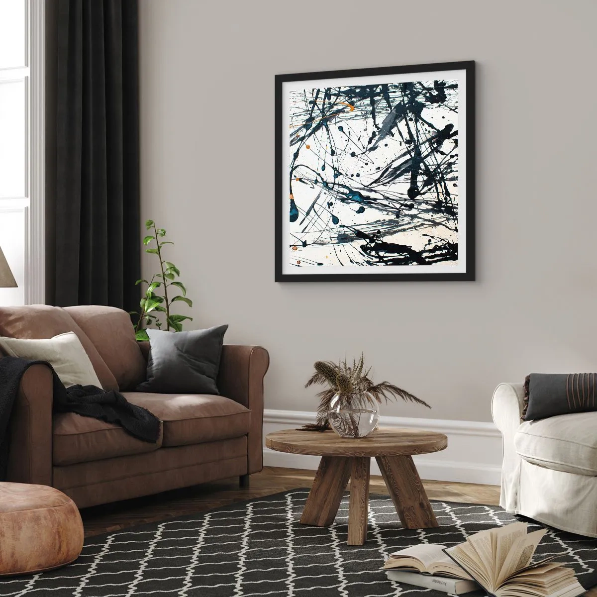 Affisch i svart ram - Expressionistisk abstraktion - 60x60 cm