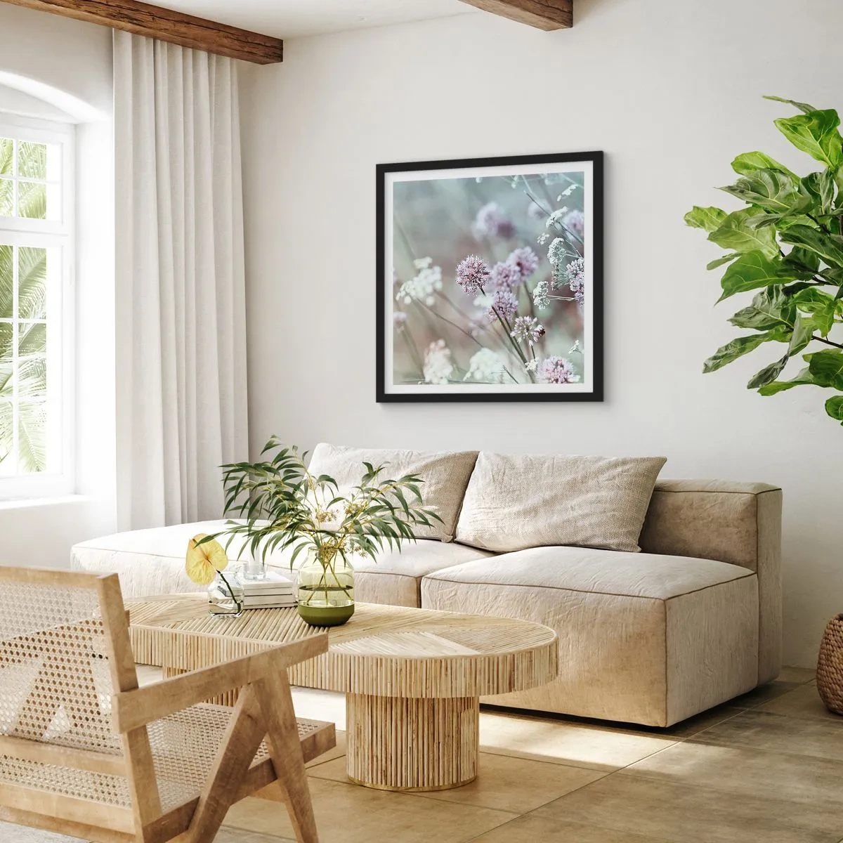 Affisch i svart ram - Söta örtfiligraner - 50x50 cm