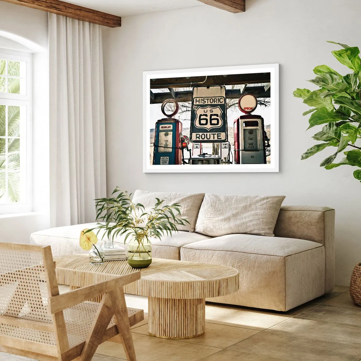 Affisch i vit ram - Amerikansk retroresa - 70x50 cm