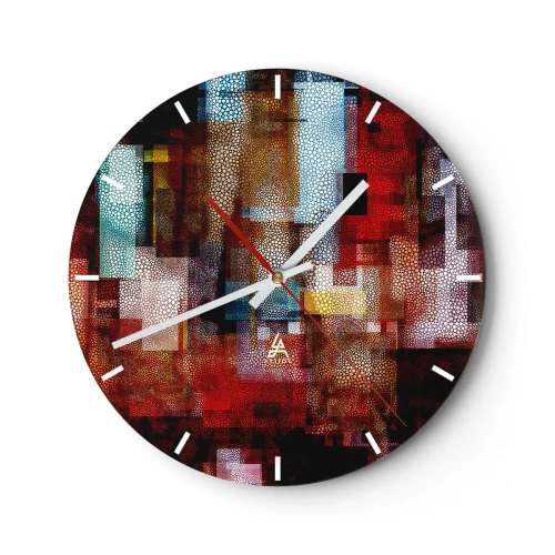 Väggklocka - Klocka på glas - Blandat och mixat - 40x40 cm