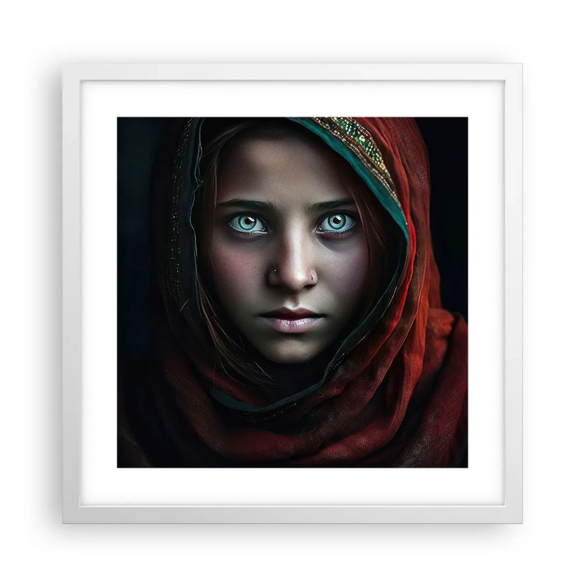 Affisch i vit ram - Östlig prinsessa - 40x40 cm