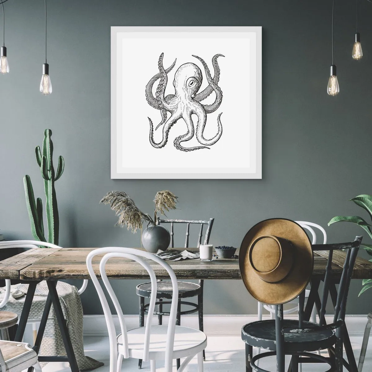 Affisch i vit ram - Dansar med vågorna - 60x60 cm