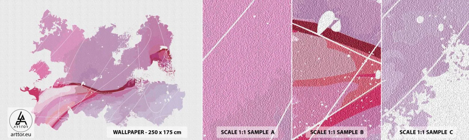 Fototapet Prov Standard Eco - Karta över en rosa värld - Minimalism, Pastell, Karta - 100x30 cm