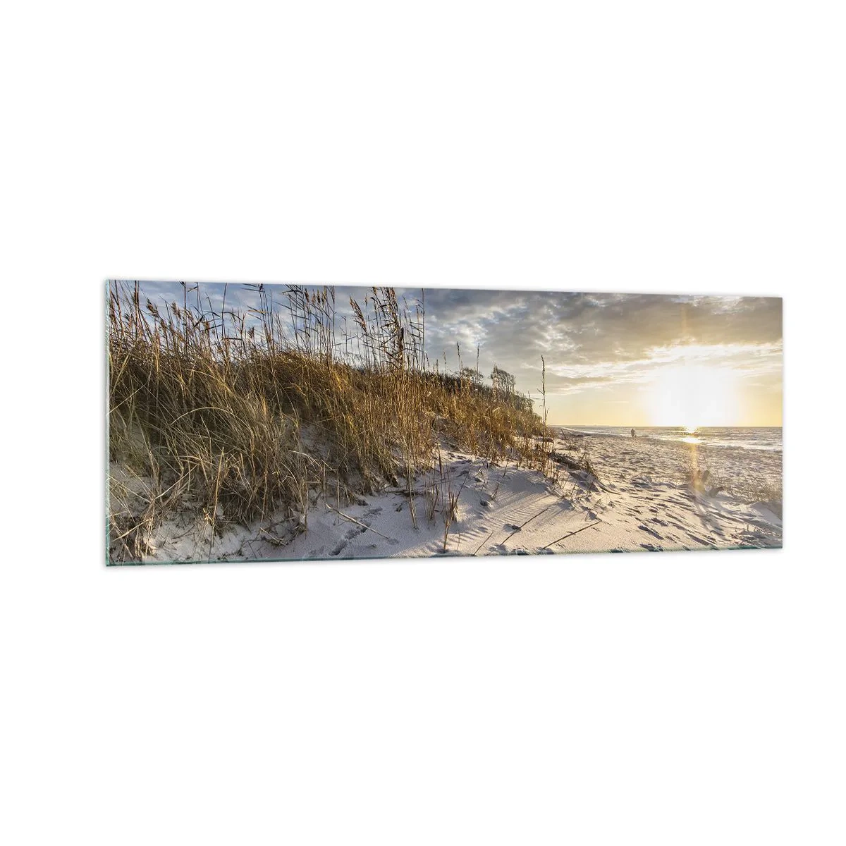 Glastavla - Bild på glas - Inbjudan till promenad - 140x50 cm