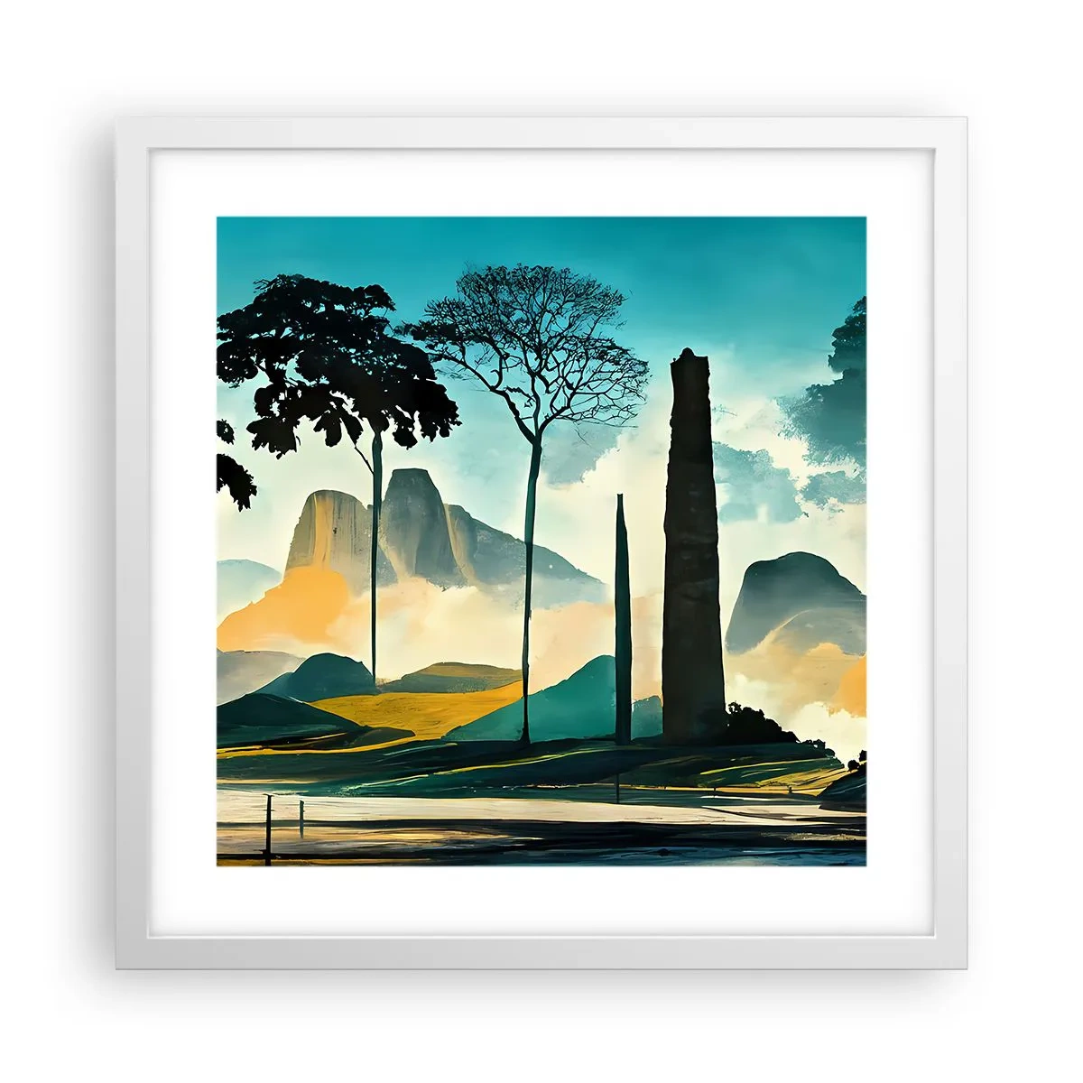 Affisch i vit ram - Fortfarande högre och högre - 40x40 cm