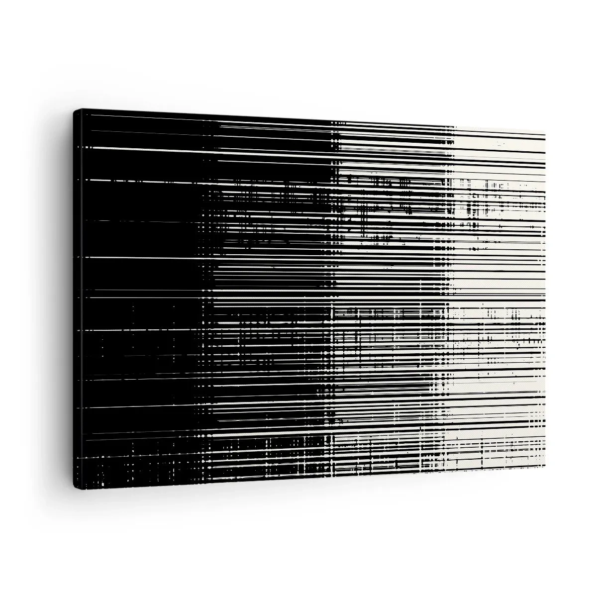 Canvastavla - Bild på duk - Abstrakt komposition av linjer i kontrasterande svartvitt - 70x50cm - Vågor och vibrationer - Modern väggdekoration för vardagsrum och sovrum ARTTOR