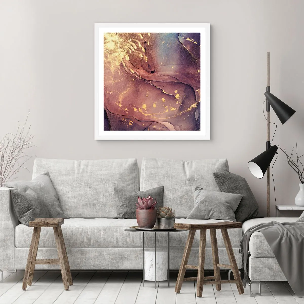 Affisch i vit ram - Materia och ande - 40x40 cm