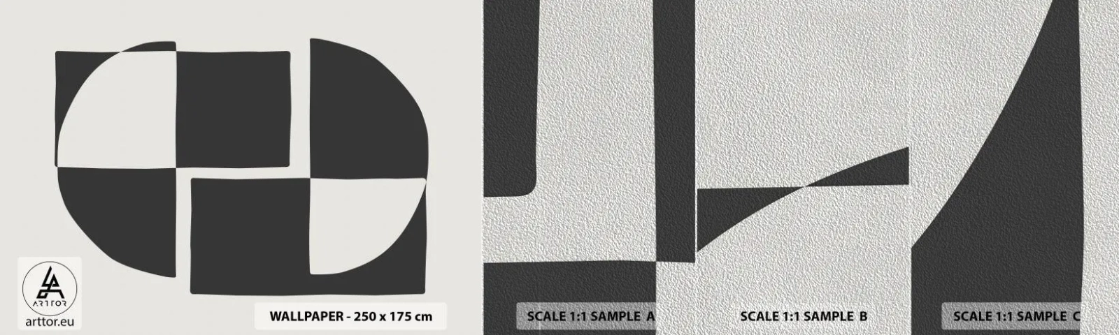 Provbit av fototapet Premium Sand - Antites – syntes - Abstraktion, Bit, Svartvitt - 100x30 cm