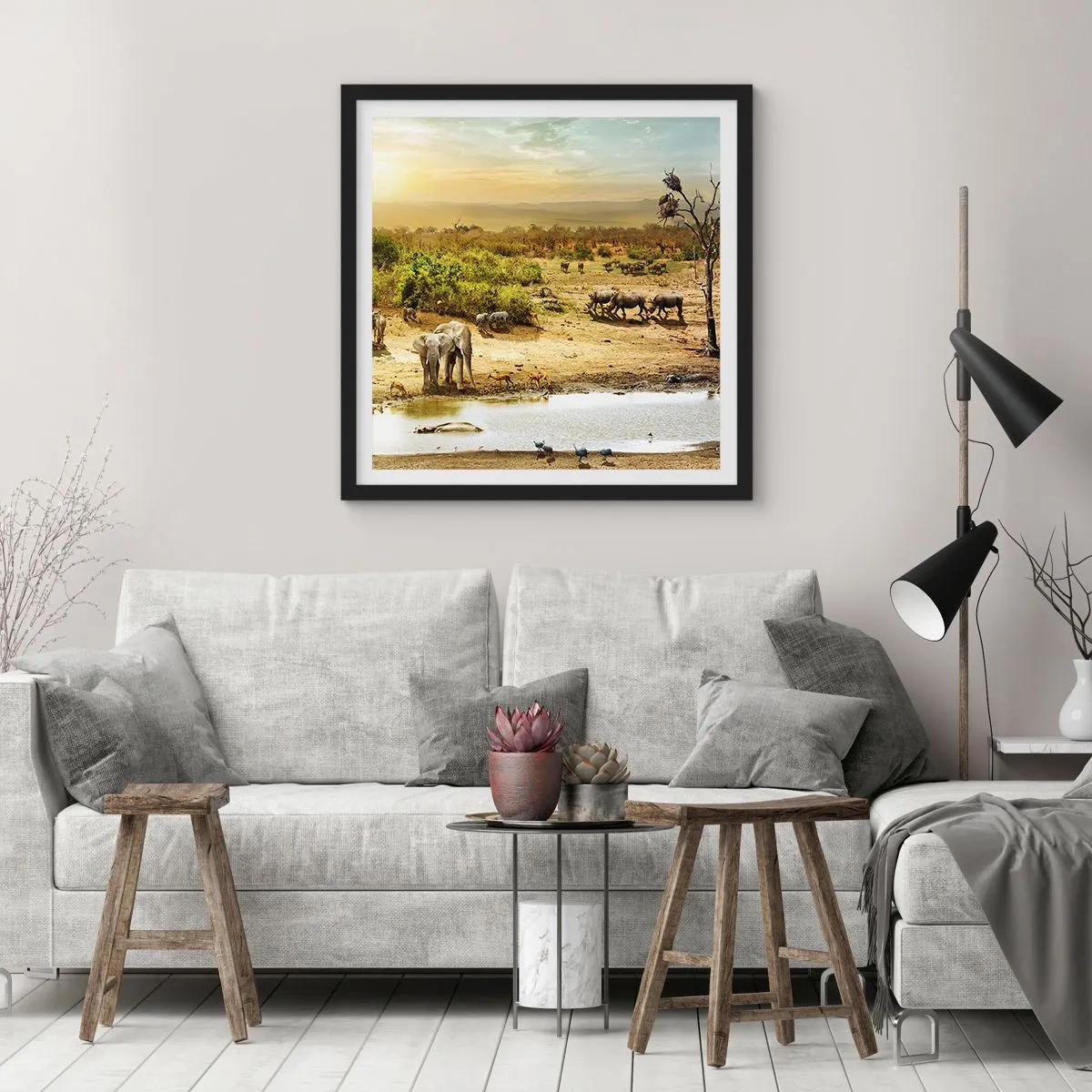 Affisch i svart ram - "Det mynnade en flod från Eden…" - 60x60 cm
