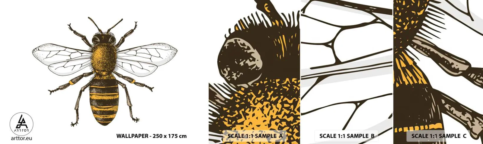 Fototapet Prov Standard Eco - Vackert och bra - Bi, Insekt, Natur - 100x30 cm