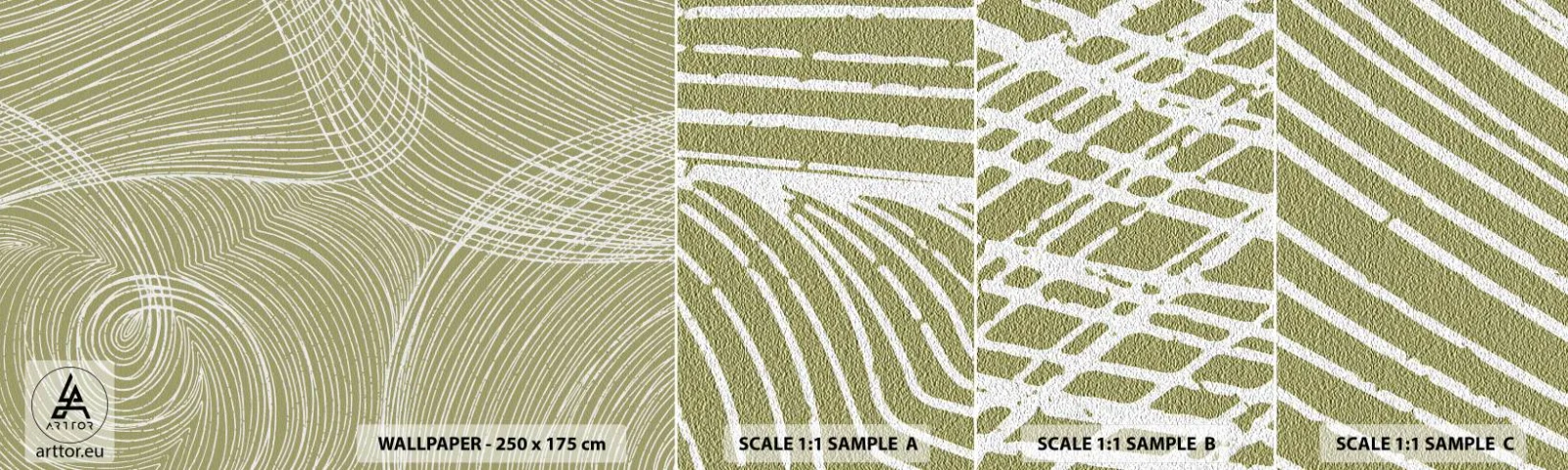 Provbit av självhäftande fototapet Deluxe Sticker - Intrikat abstraktion i vitt - Boho, Minimalism, Bit - 100x30 cm