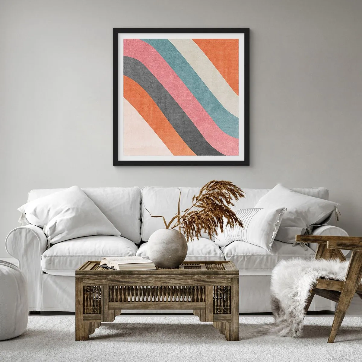 Affisch i svart ram - Diagonal komposition - rörelse - 60x60 cm