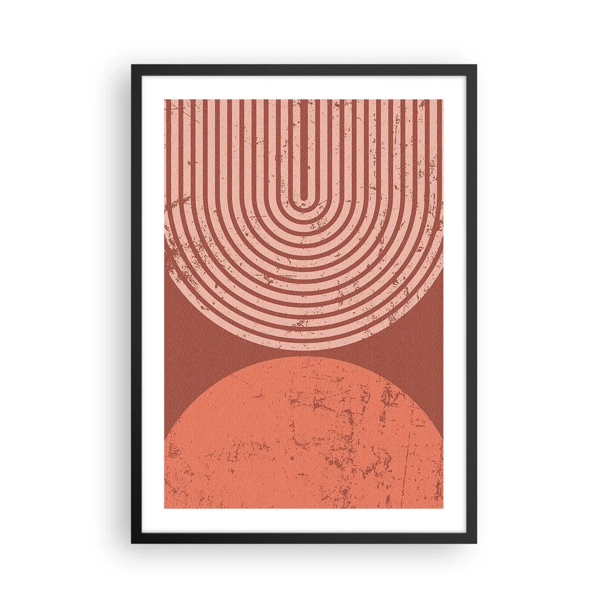 Affisch i svart ram - Geometrisk abstraktion i terrakottafärger med vintageeffekt - 50x70cm - Nära relation - Modern väggdekoration för vardagsrum och sovrum ARTTOR