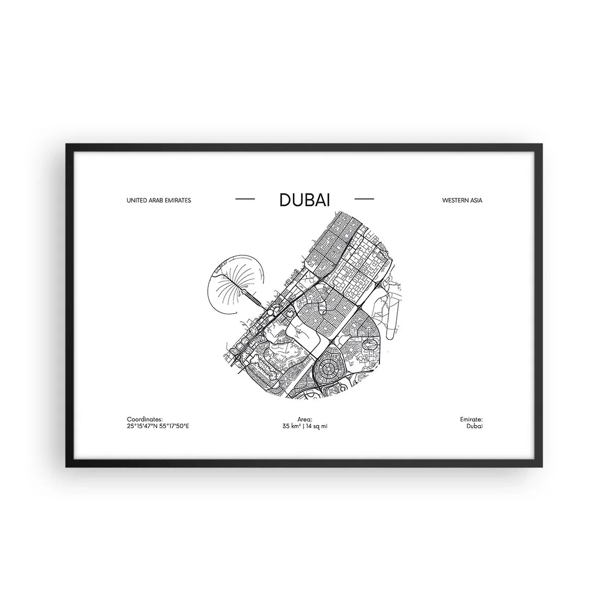 Affisch i svart ram - Dubais anatomi - 91x61 cm