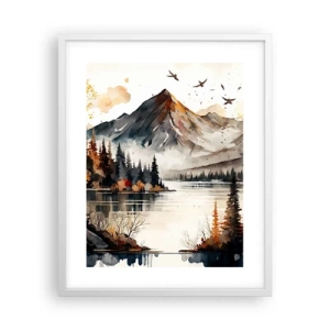 Affisch i vit ram - Gyllene höst i fjällen - 40x50 cm