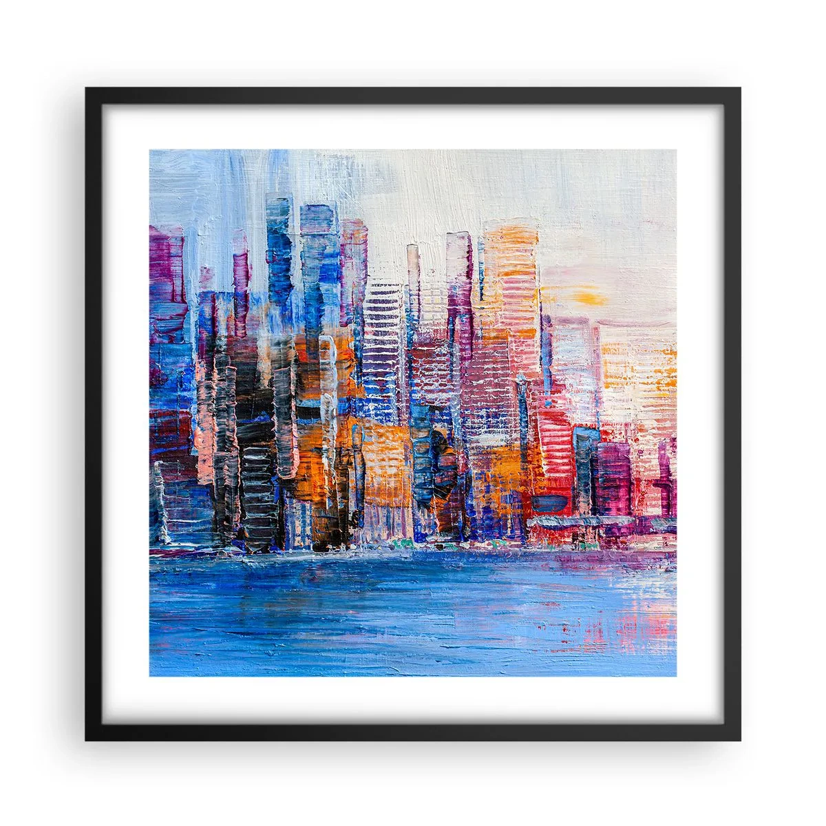 Affisch i svart ram - En glädjefylld metropol - 50x50 cm