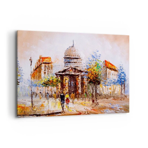 Canvastavla - Bild på duk - Promenad i Paris - 100x70 cm