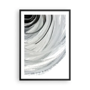 Affisch i svart ram - Dynamisk abstraktion i nyanser av svart, vitt och grått - 50x70cm - Orbital komposition - Modern väggdekoration för vardagsrum och sovrum ARTTOR