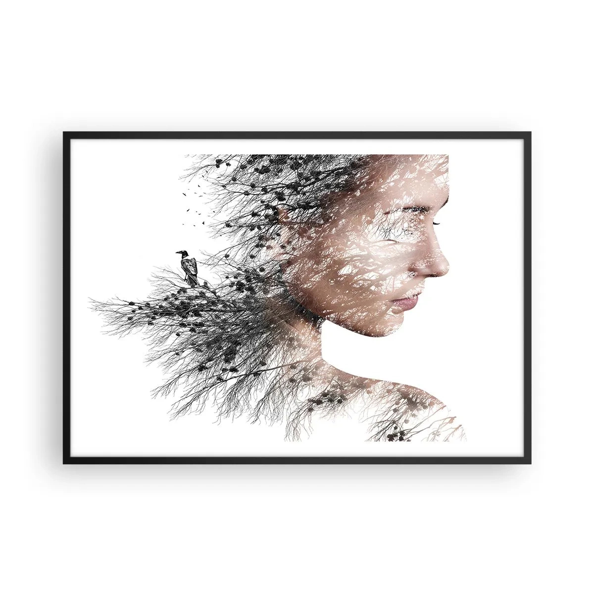 Affisch i svart ram - Skogens ande - 100x70 cm