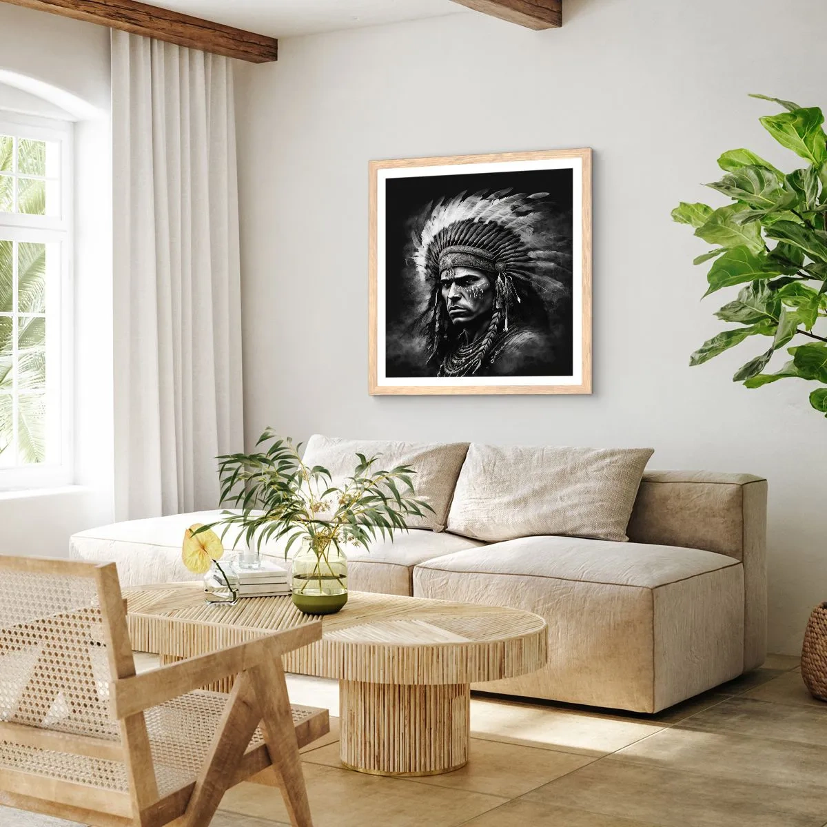 Affisch i ram av ljusek - Hövding och krigare - 60x60 cm