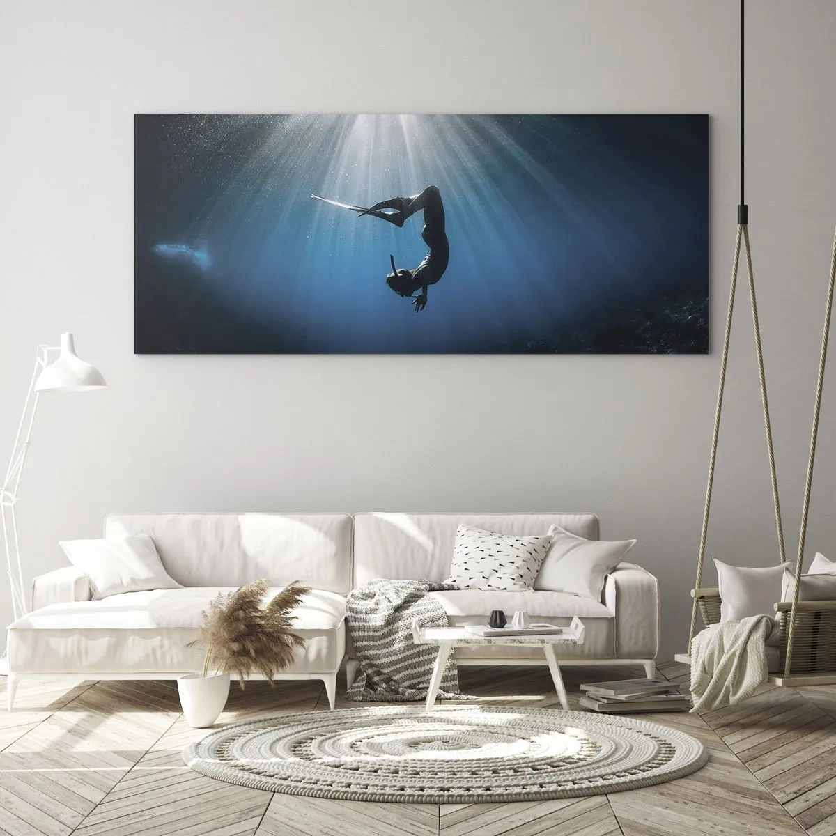 Glastavla - Bild på glas - Undervattendans - 120x50 cm