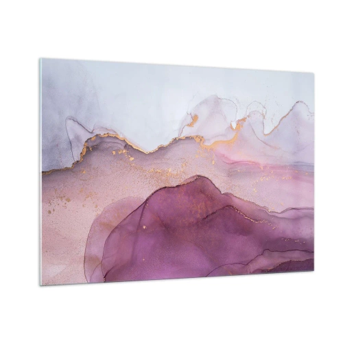 Glastavla - Bild på glas - Lila och violett vågor - 100x70 cm
